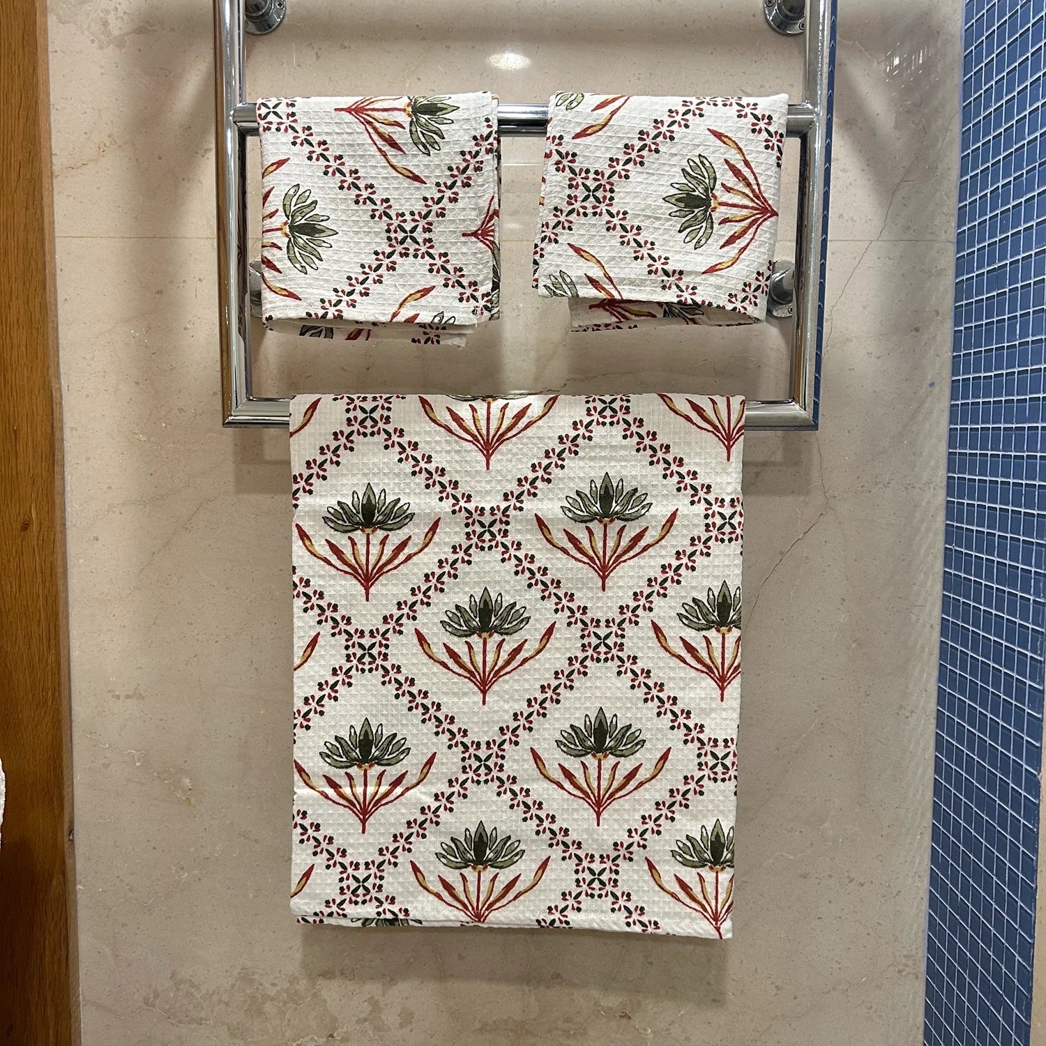 Hand & Bath Towel Set | Pure Cotton | Set of 3 | 300 GSM | Super-Soft, Absorbent & Odor Resistant - Sabeen